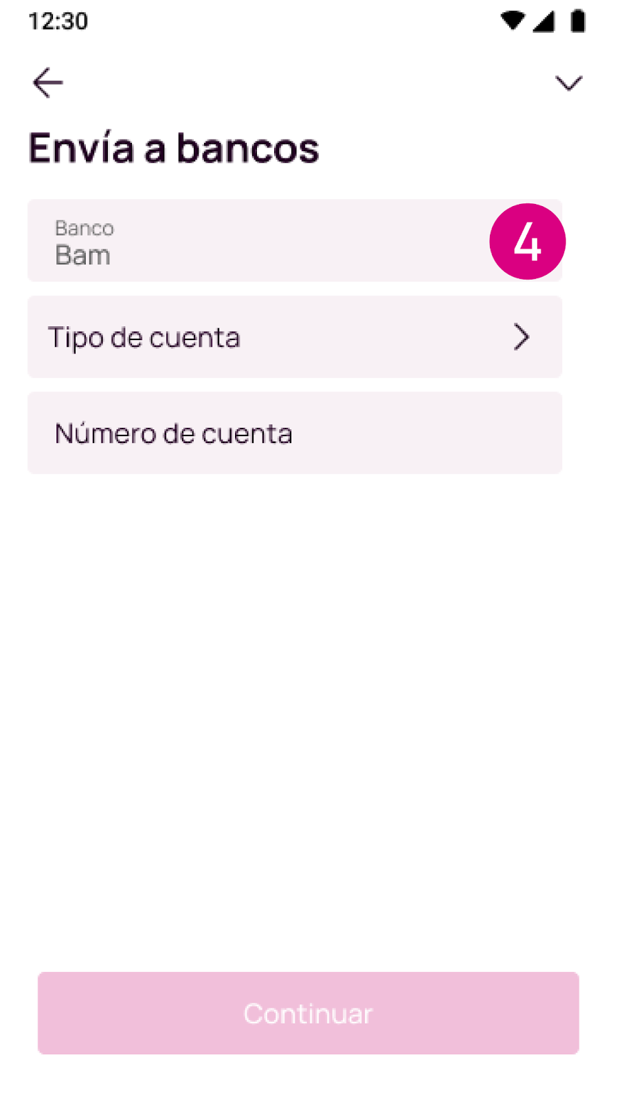 Elegí el tipo de cuenta y escribí el número de cuenta en la app Nequi