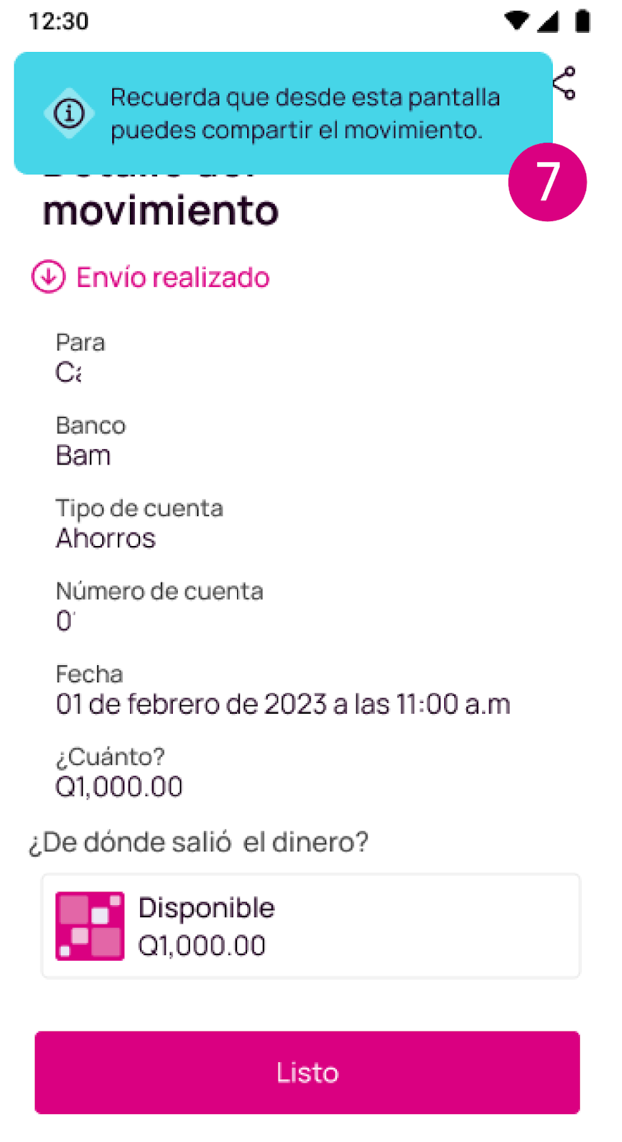 comprobante con el detalle del movimiento en la app Nequi