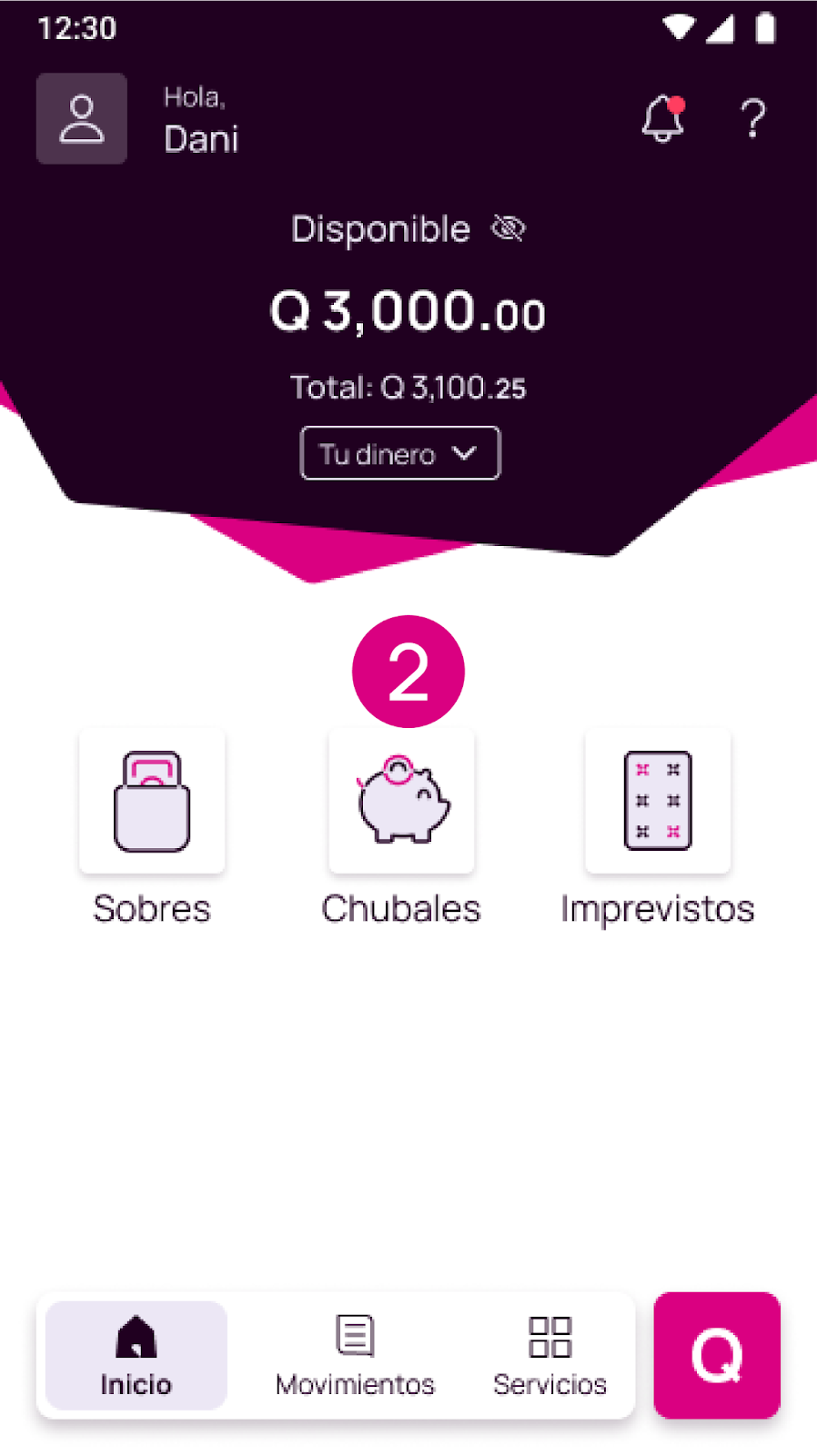 opción “Chubales” en la app Nequi
