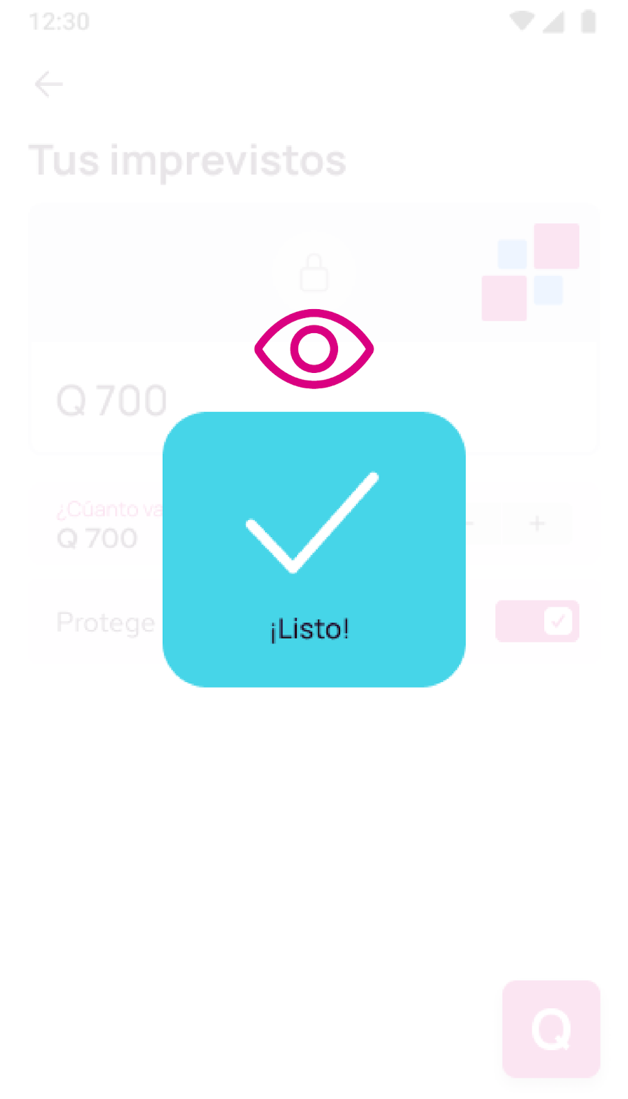 Pantalla de creación de Tus Imprevistos en Nequi
