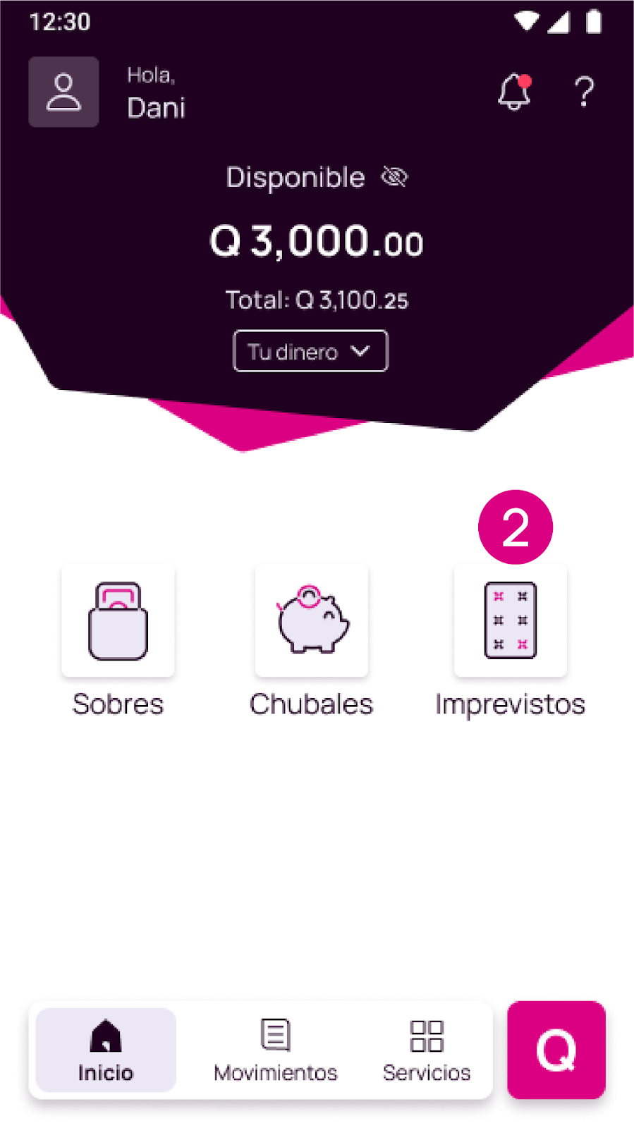 Pantalla de inicio de Nequi