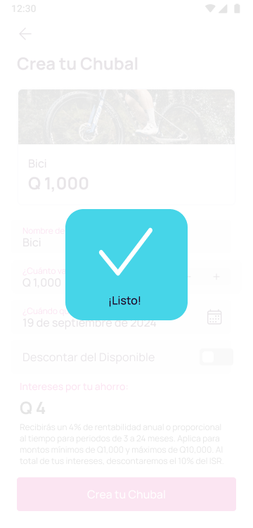 Pantalla de Chubal creado en Nequi
