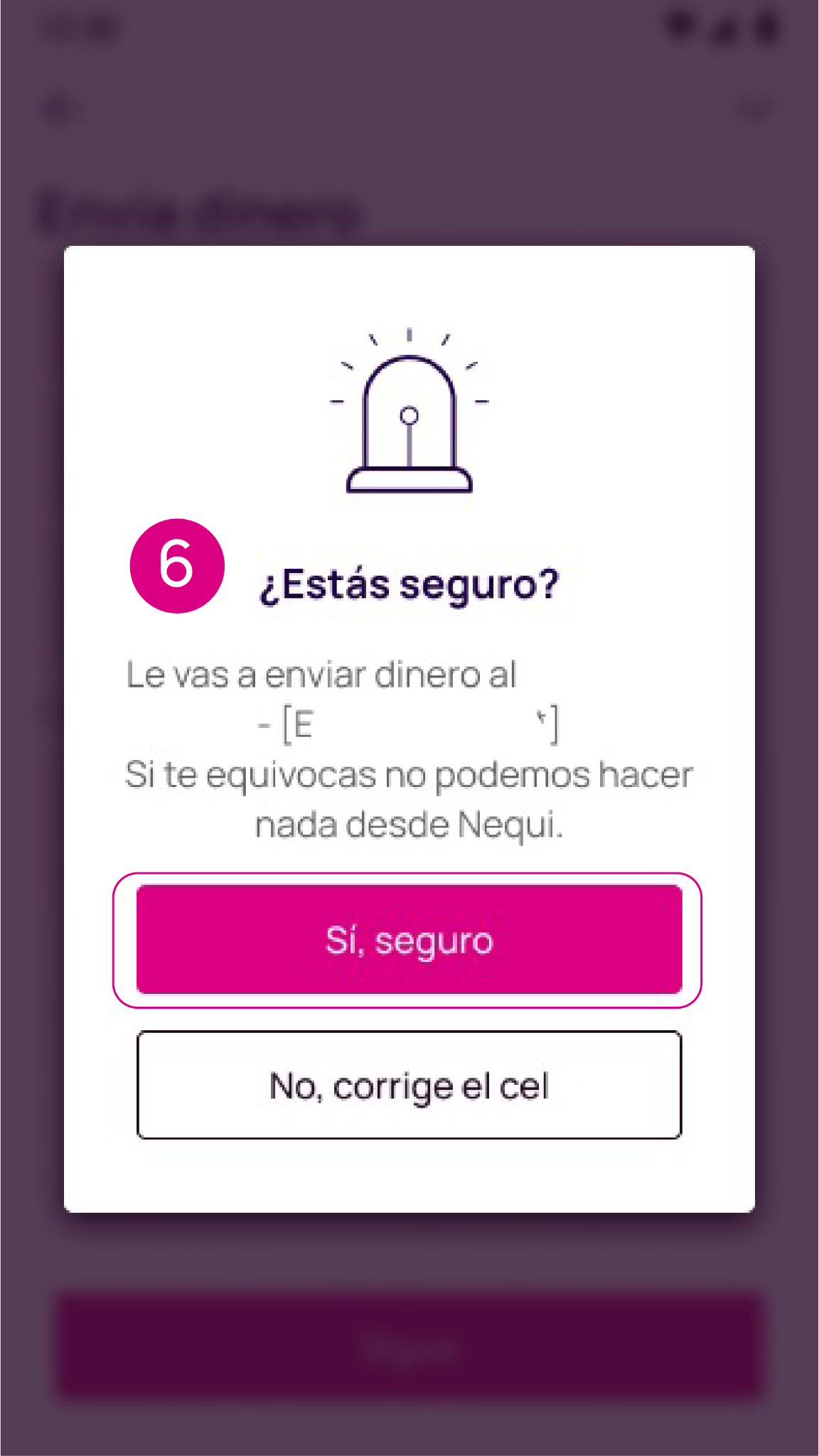 Confirmación del envío en la app Nequi