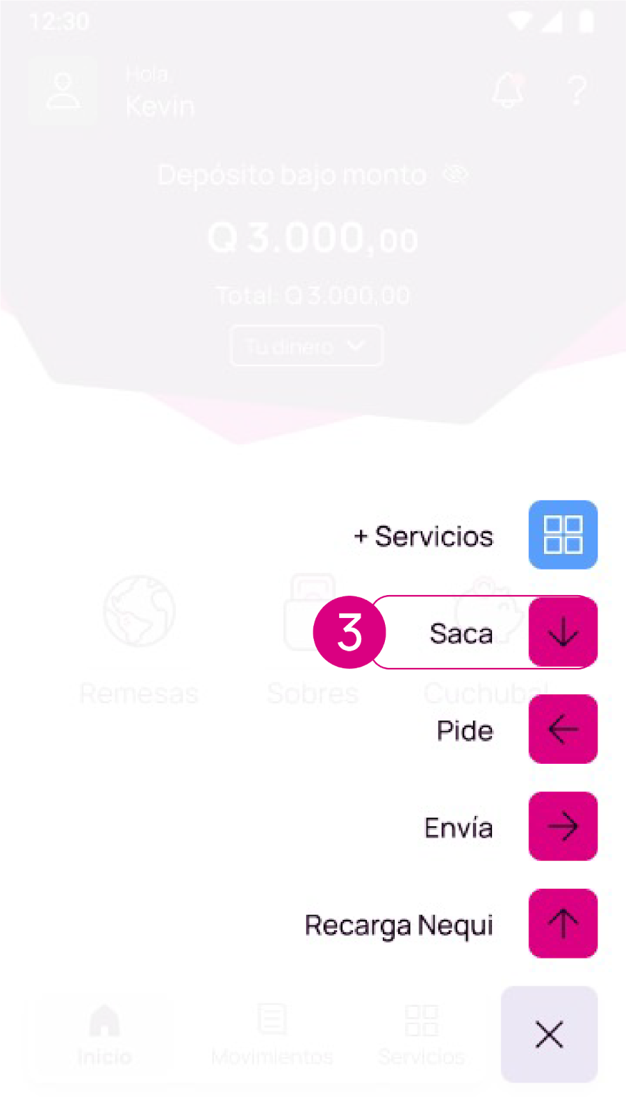 Opción Saca en la app Nequi