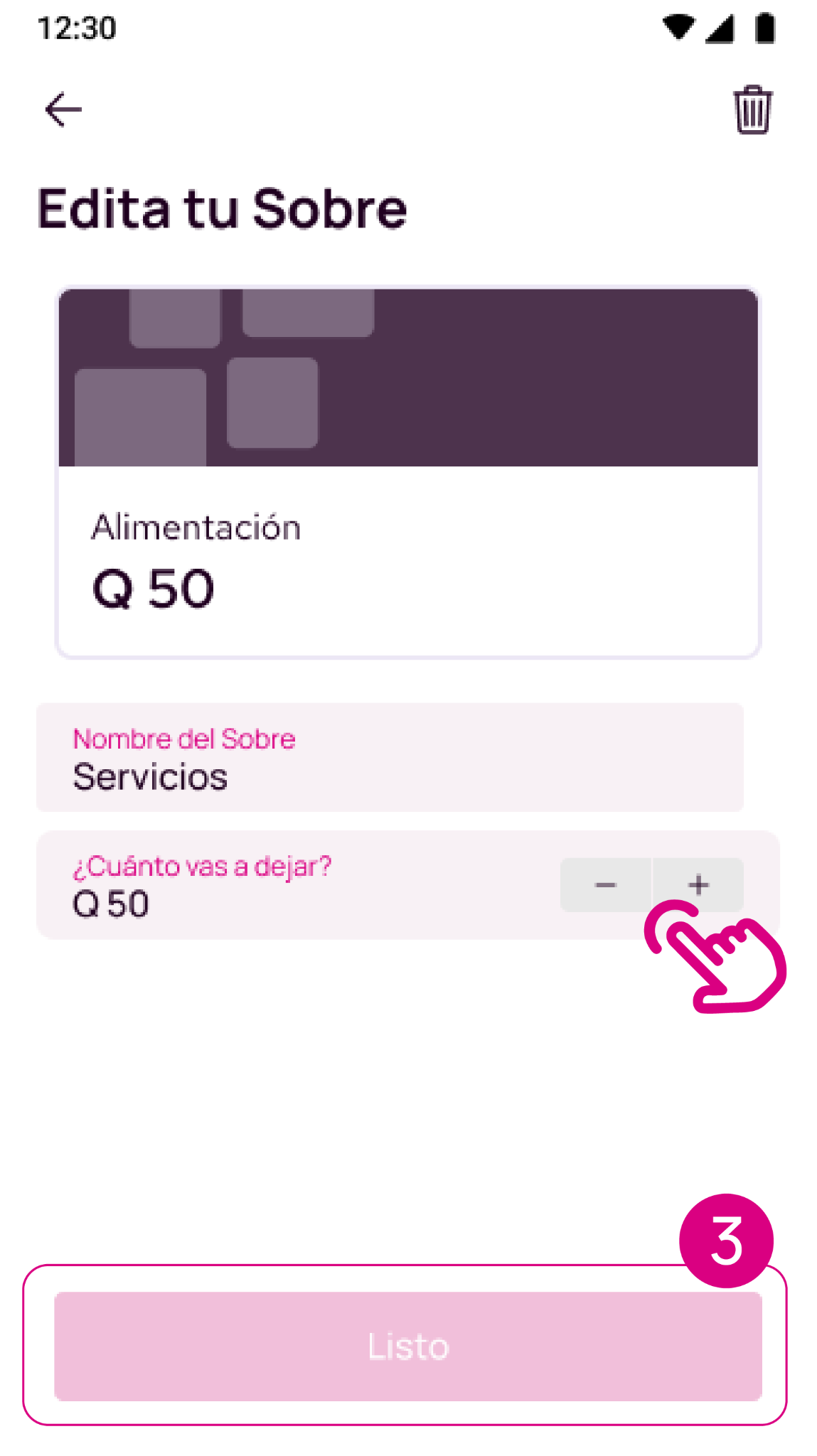 Edita tu sobre en la app Nequi
