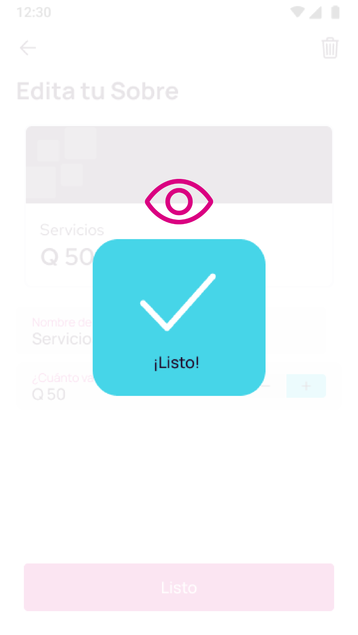 Confirmación de edición del sobe en la app Nequi