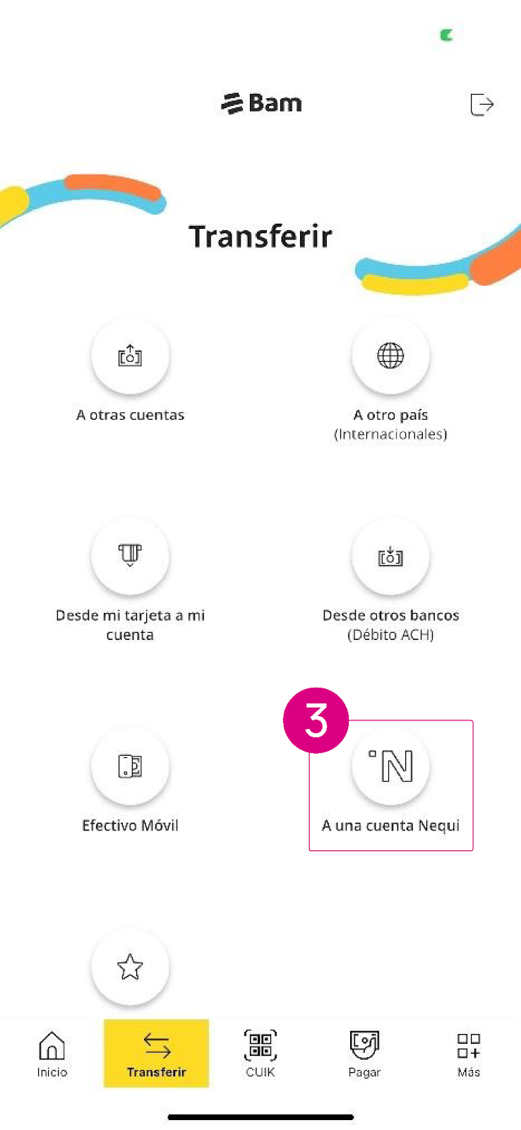 Cuenta Nequi en la app Bam
