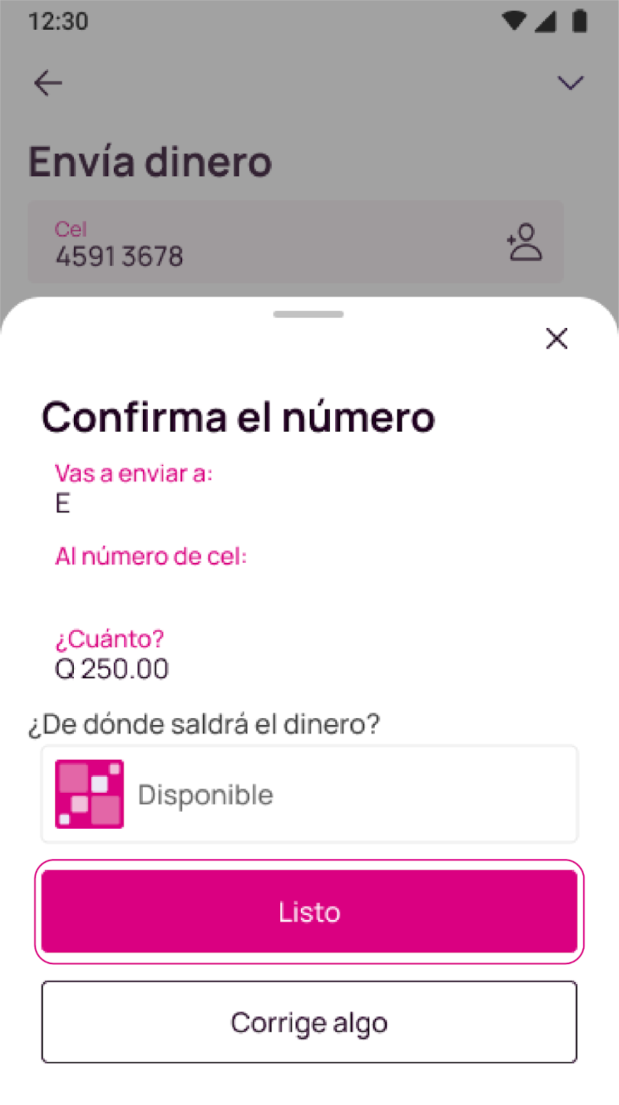 confirmá la información desde la opción Listo en Nequi