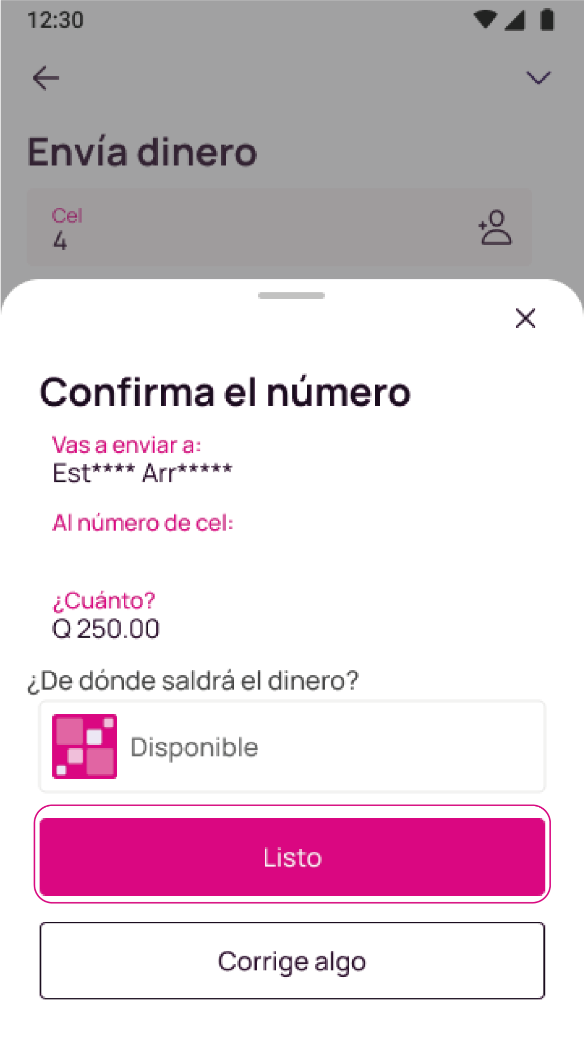 Confirma los datos de envío 