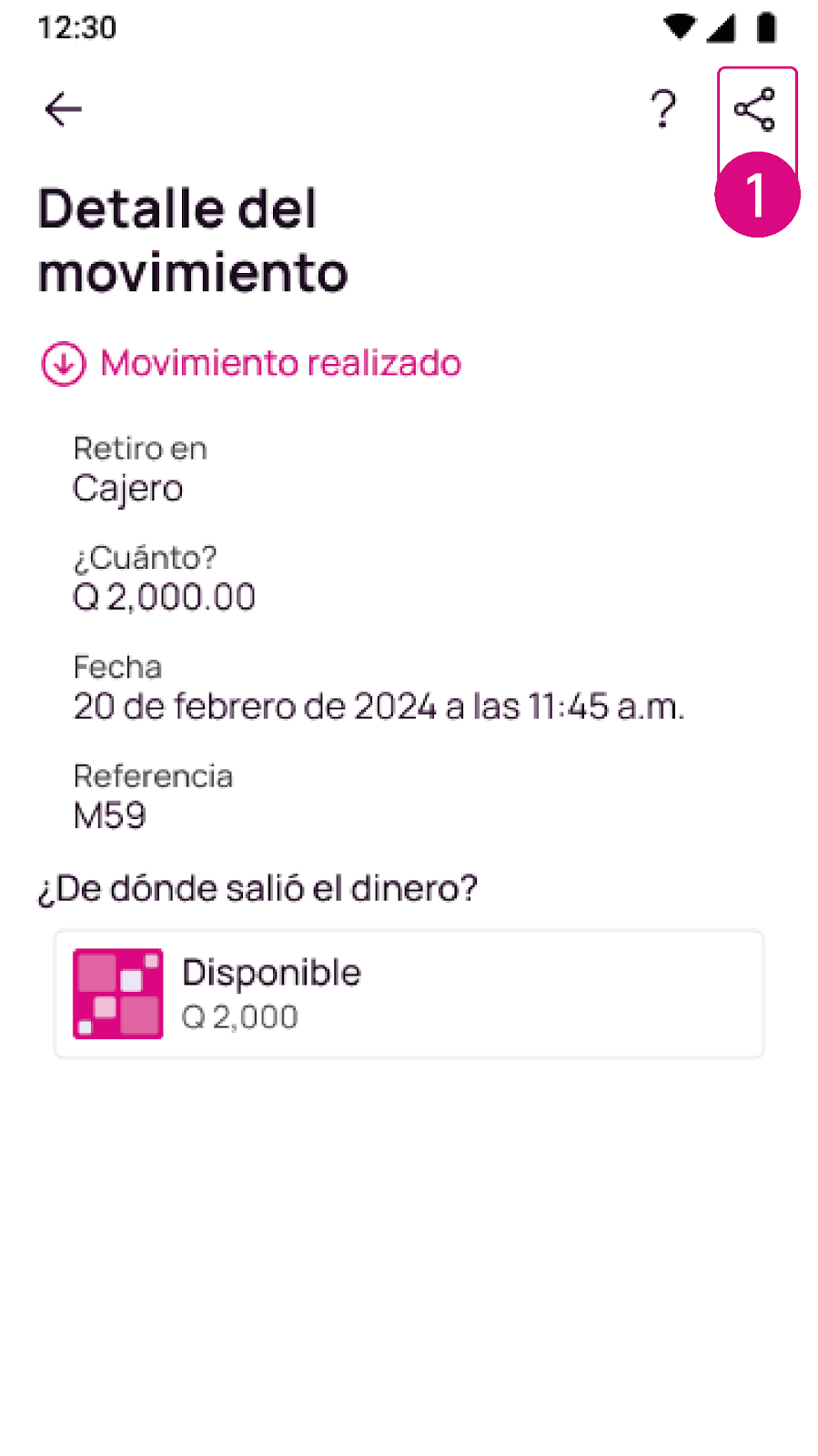 Pantalla de compartir movimientos en nequi