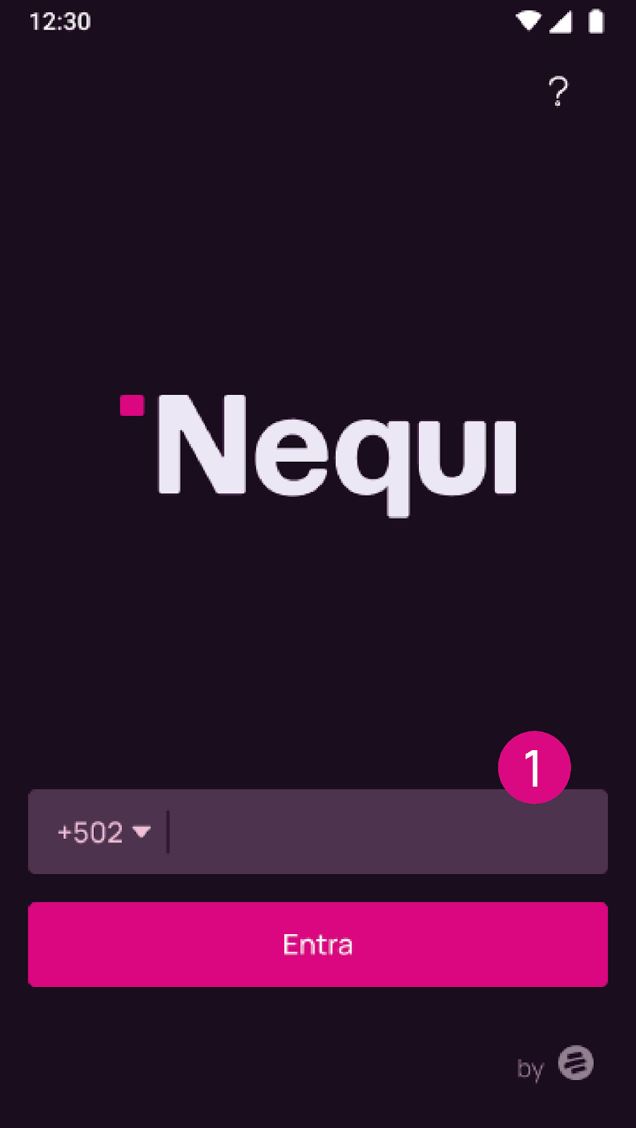 Pantalla de ingreso a la app Nequi