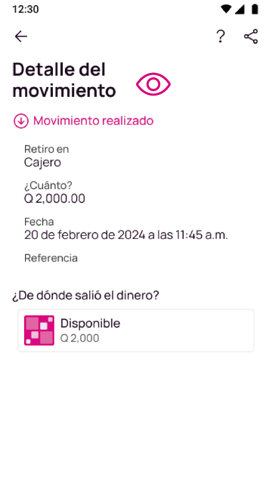 Pantalla detalle del movimiento en Nequi