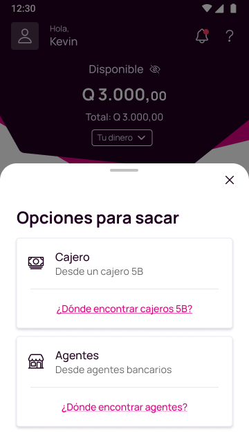 Opciones para sacar dinero en la app Nequi
