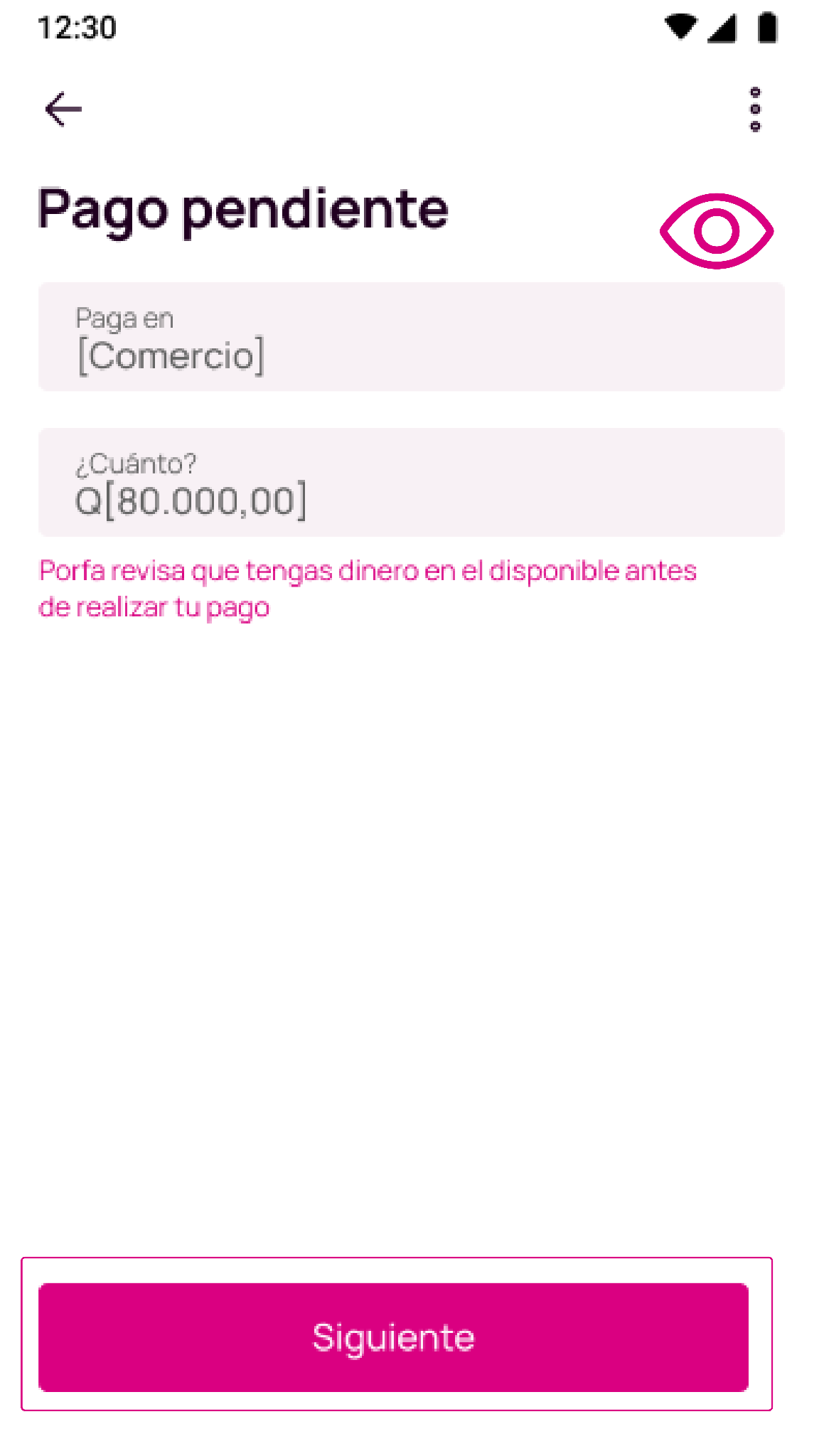 Pago pendiente en la app Nequi