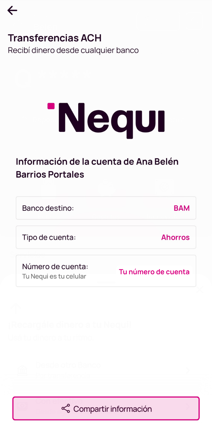 Comparte en la opción compartir información los datos de tu cuenta con tu cuate.png