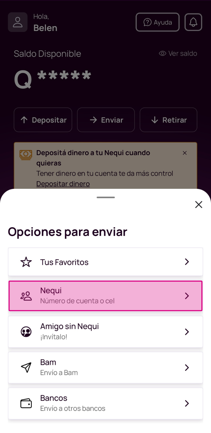 Pantalla opciones para enviar y seleccionar Nequi.png