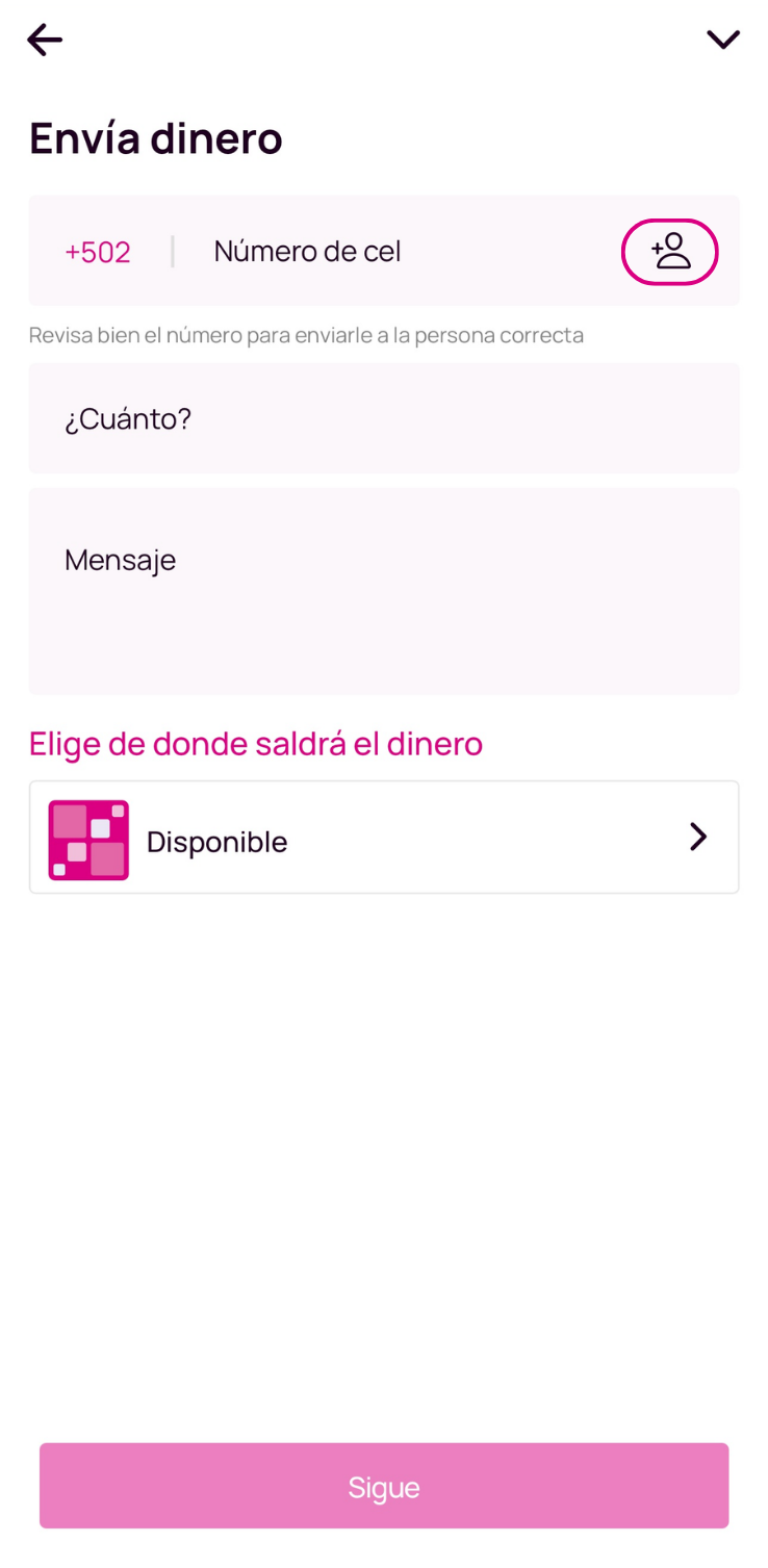 Escribí los datos del envío como número de cel y cuanto pisto querés enviar.png